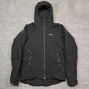 Gore Jacket Mens Small Black GORE THERMIUM Hooded Insulated Windbreaker Thermal